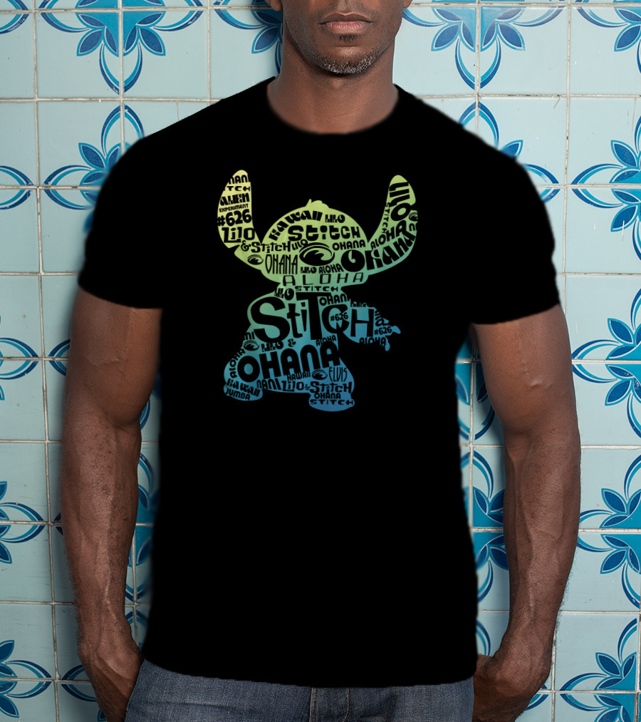 Disney Lilo And Stitch Ohana Experiment 626 Aloha Text T-Shirt