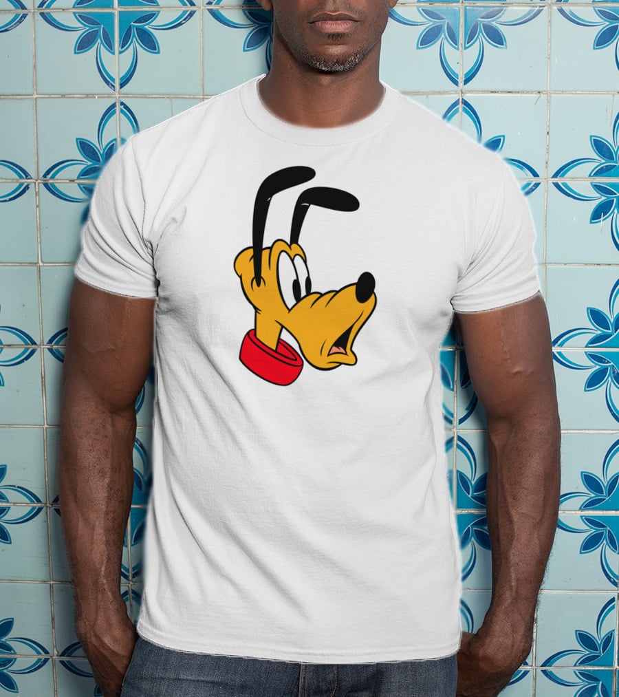 Disney Mickey And Friends Pluto Big Face With Red Collar T-Shirt