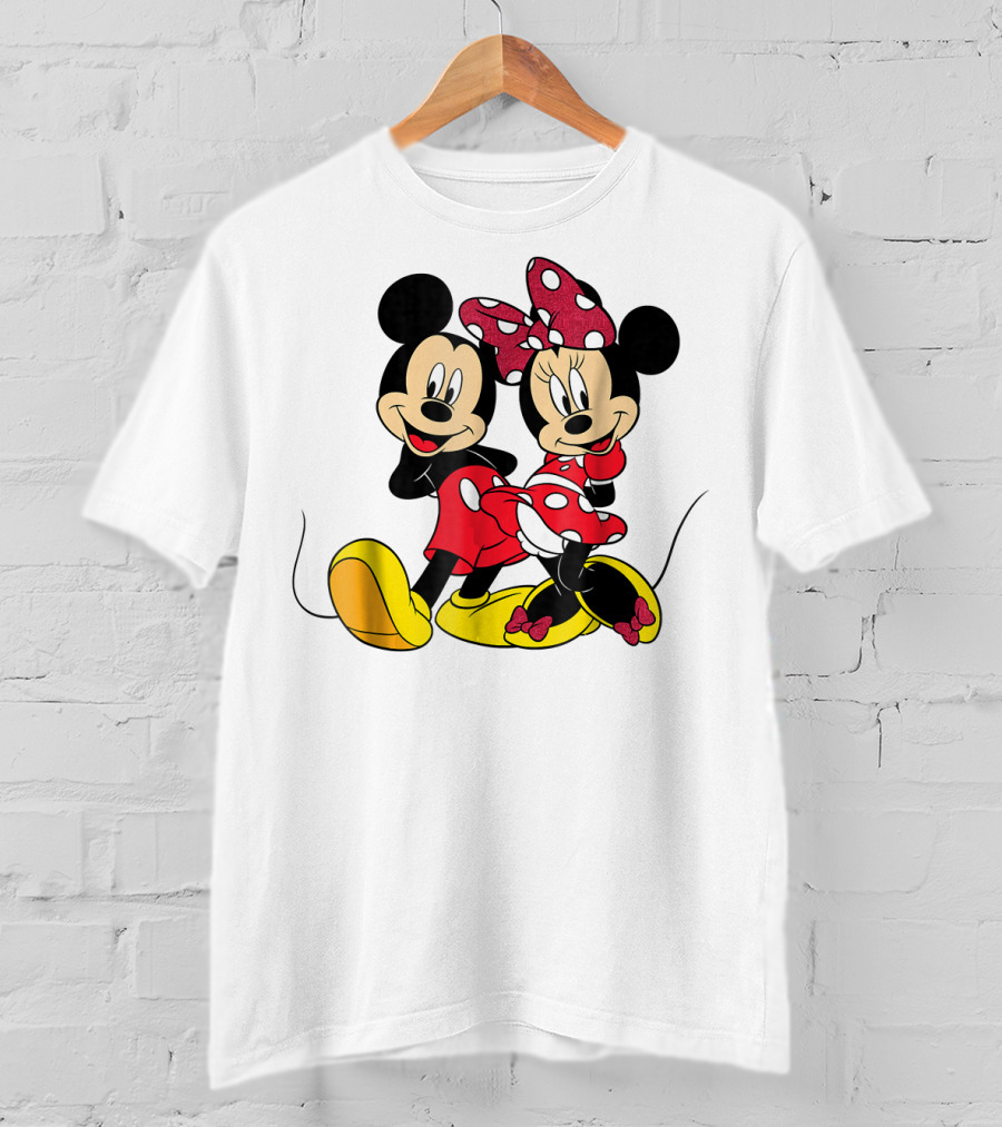 Mickey And Minnie Big Mouse Disney Yellow Shoes Red Bow T-Shirt