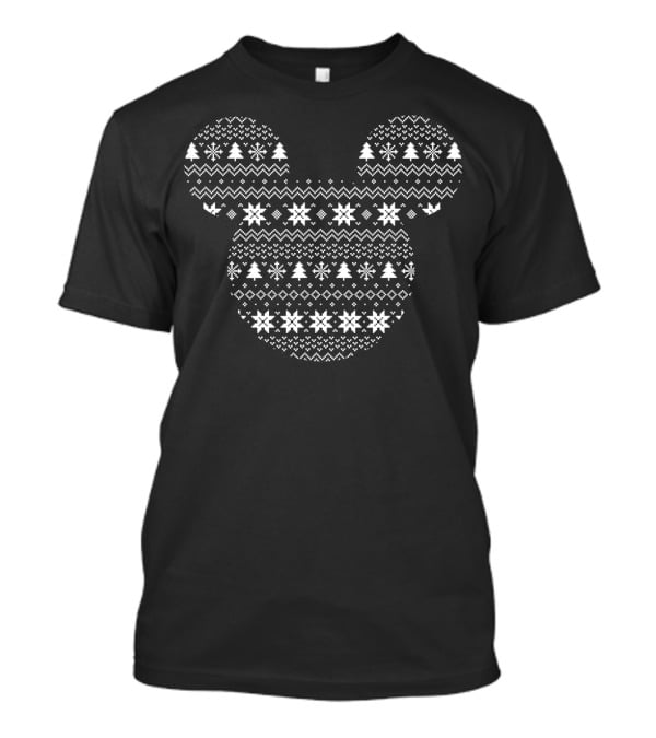Mickey Mouse Icon Holiday Snowflakes Christmas Trees Disney T-Shirt