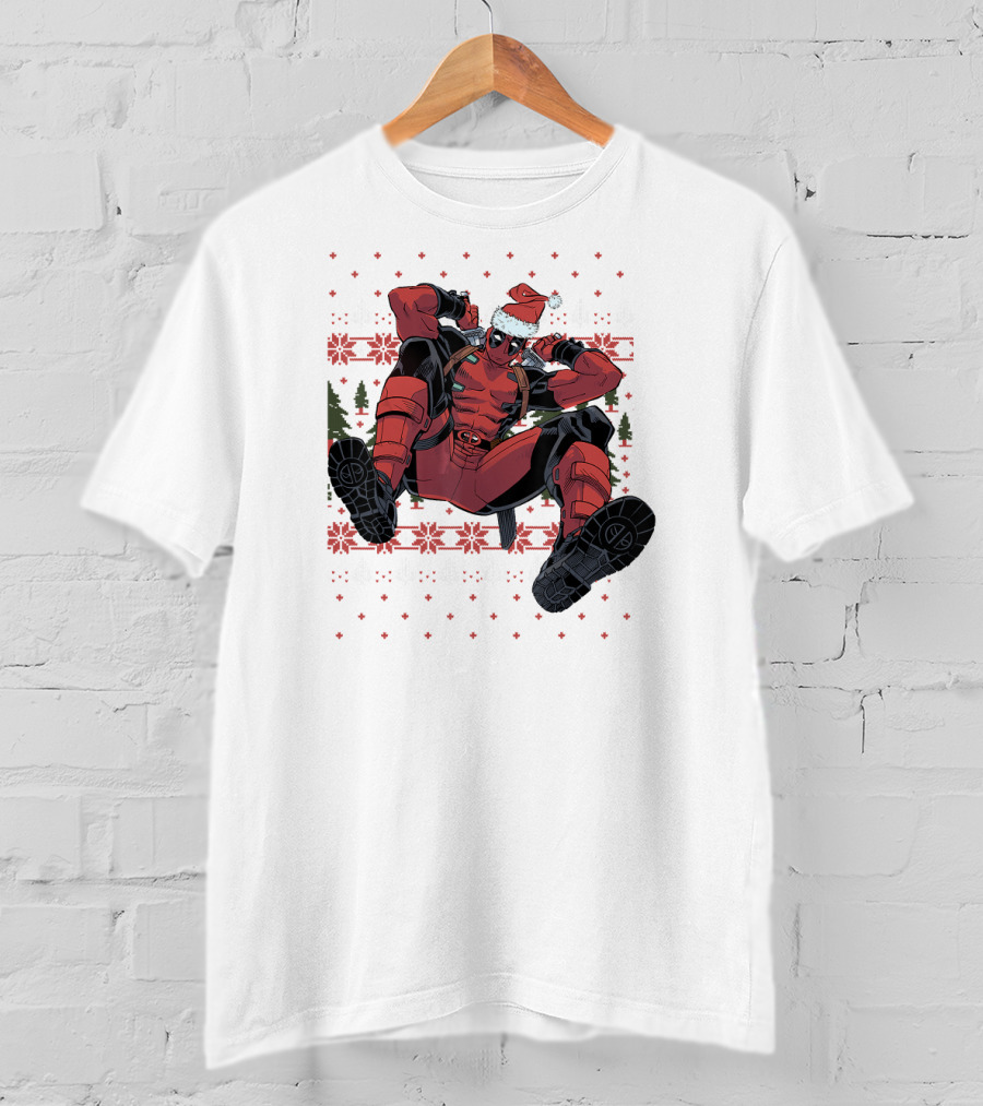 Marvel Deadpool Christmas Santa Hat Ugly T-Shirt