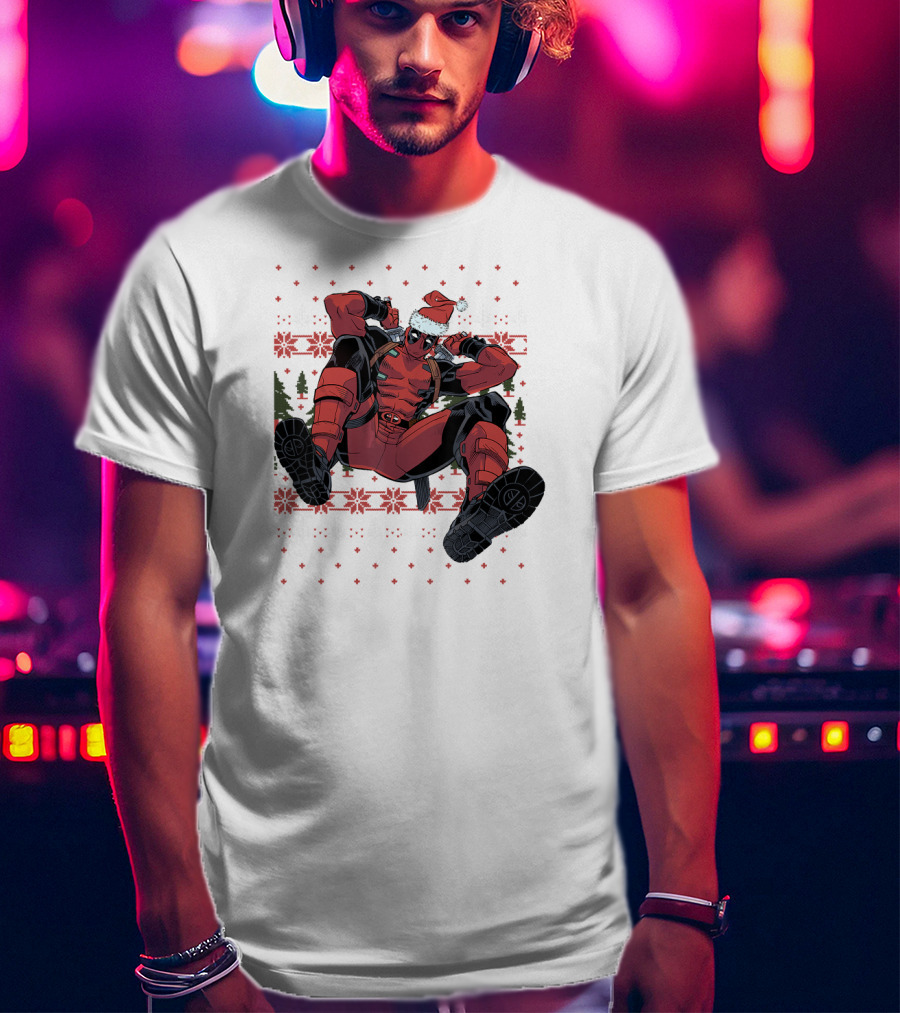 Marvel Deadpool Christmas Santa Hat Ugly T-Shirt