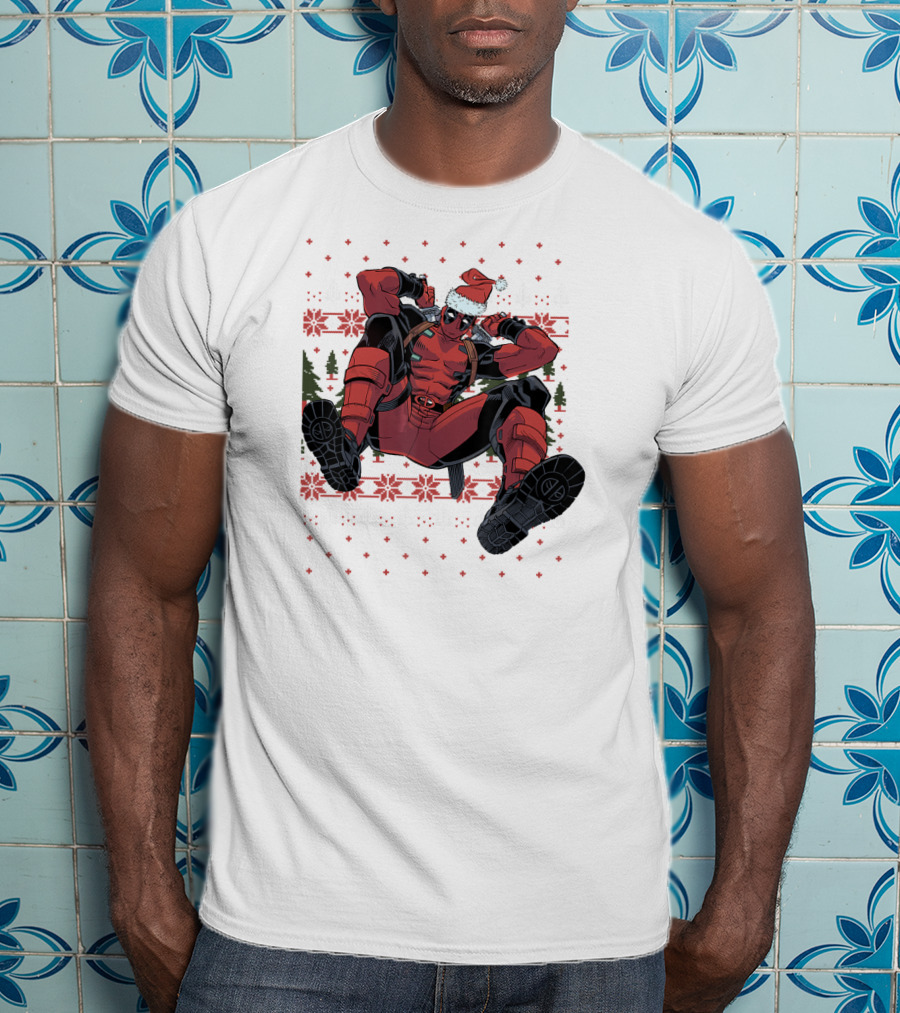 Marvel Deadpool Christmas Santa Hat Ugly T-Shirt