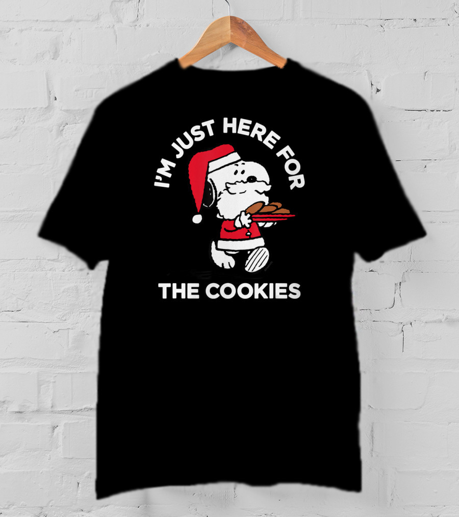 I'm Just Here For The Cookies Peanuts Snoopy Santa T-Shirt