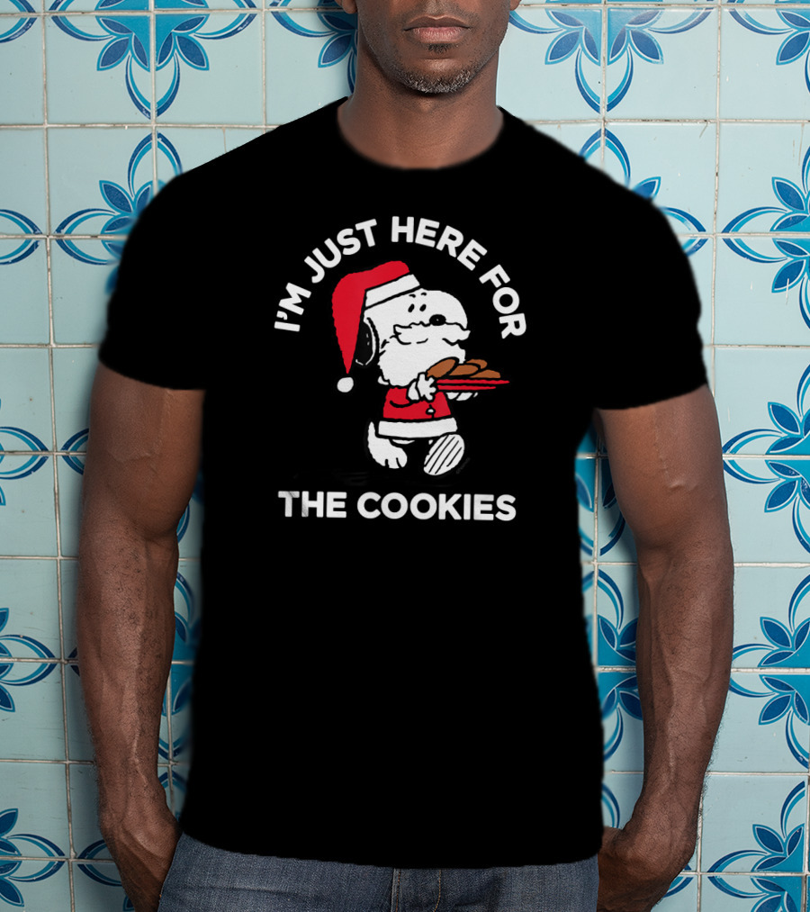 I'm Just Here For The Cookies Peanuts Snoopy Santa T-Shirt