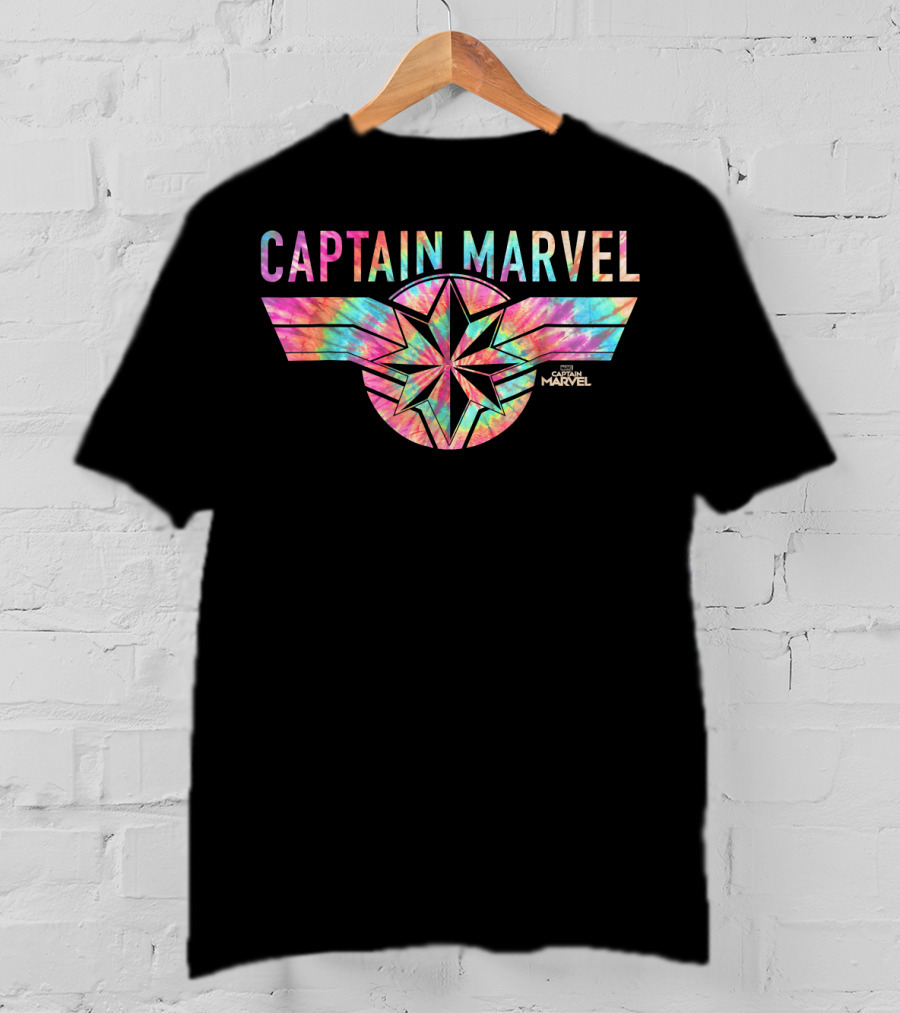 Captain Marvel Tie Dye Logo Banner Marvel Studios T-Shirt