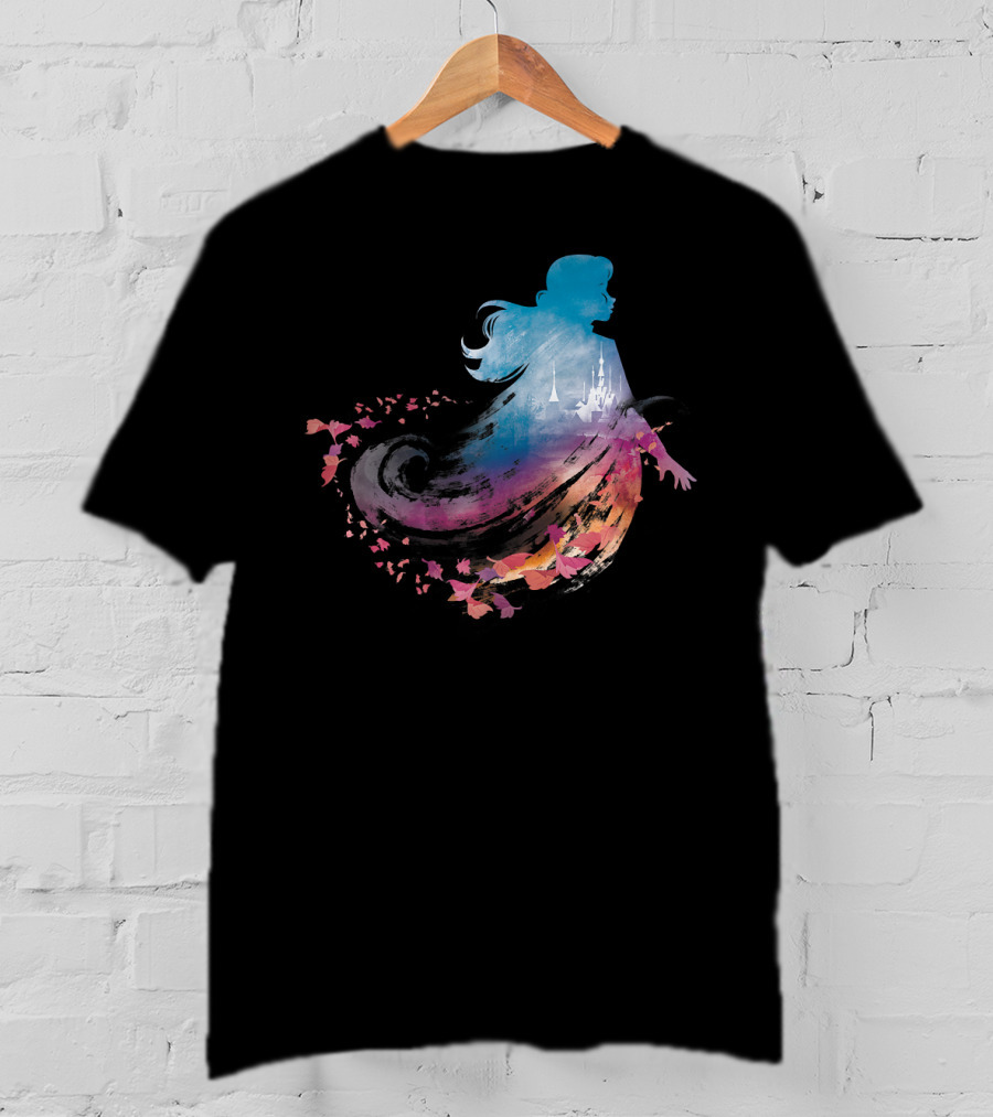 Disney Frozen 2 Anna Silhouette With Castle And Falling Leaves T-Shirt