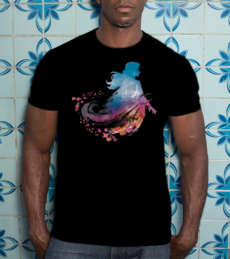 Disney Frozen 2 Anna Silhouette With Castle And Falling Leaves T-Shirt