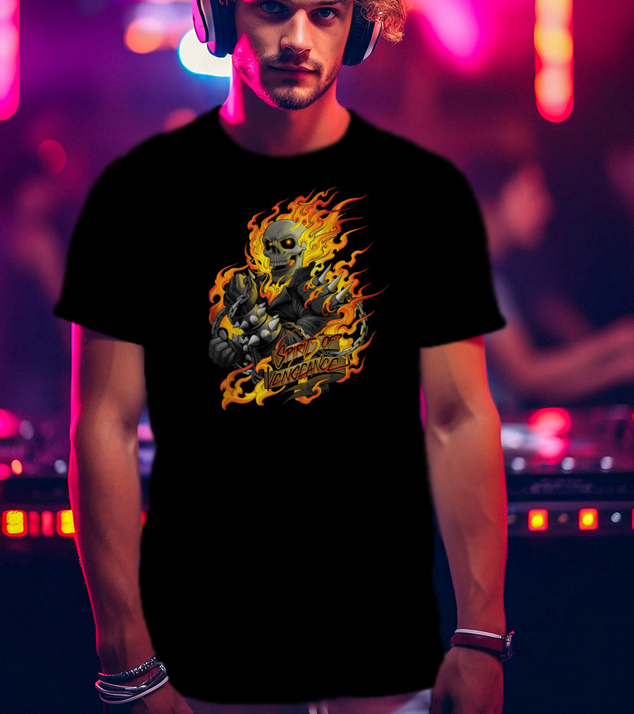 Ghost Rider Marvel Spirit Of Vengeance Flaming Skull T-Shirt