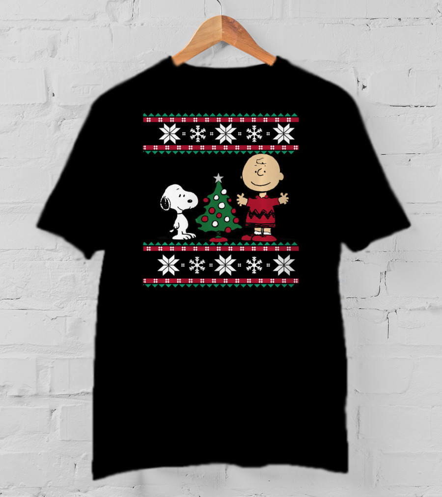 Peanuts Snoopy And Charlie Brown Christmas Snowflakes Ugly T-Shirt