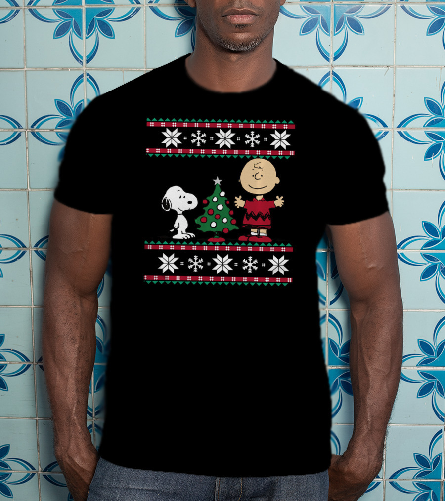 Peanuts Snoopy And Charlie Brown Christmas Snowflakes Ugly T-Shirt