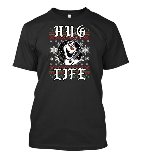 Disney Frozen Olaf Hug Life Ugly Christmas Style Snowflakes T-Shirt