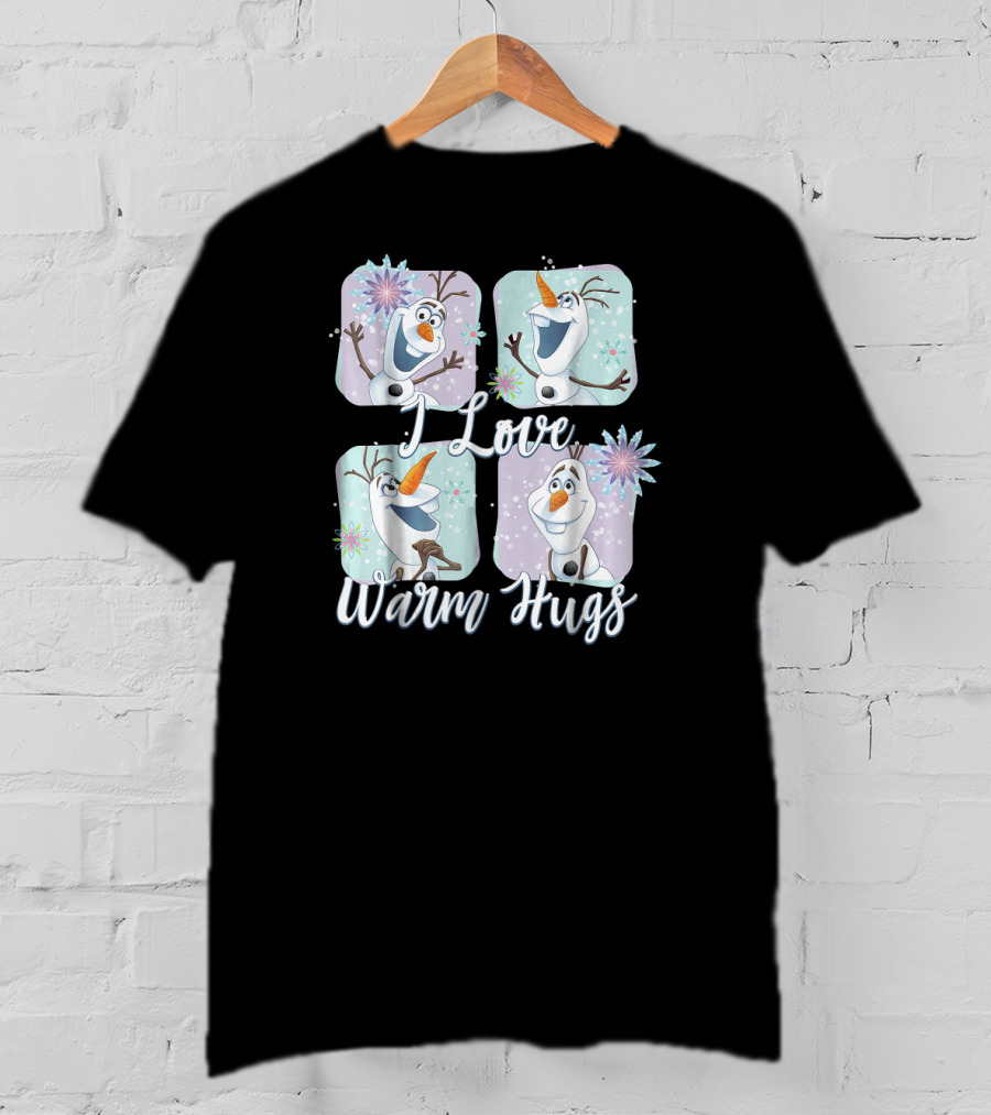 Disney Frozen Olaf I Love Warm Hugs Colorful Snowflakes T-Shirt