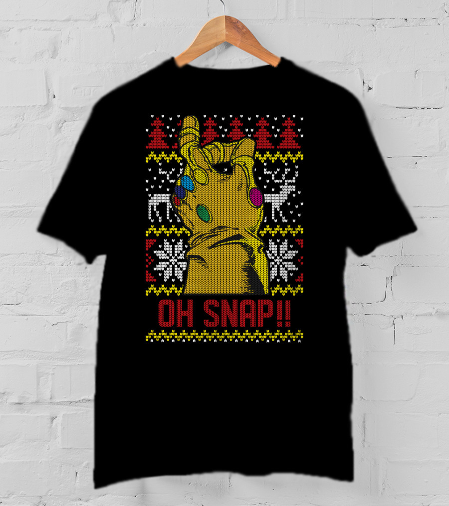 Marvel Thanos Infinity Gauntlet Oh Snap Ugly Christmas T-Shirt