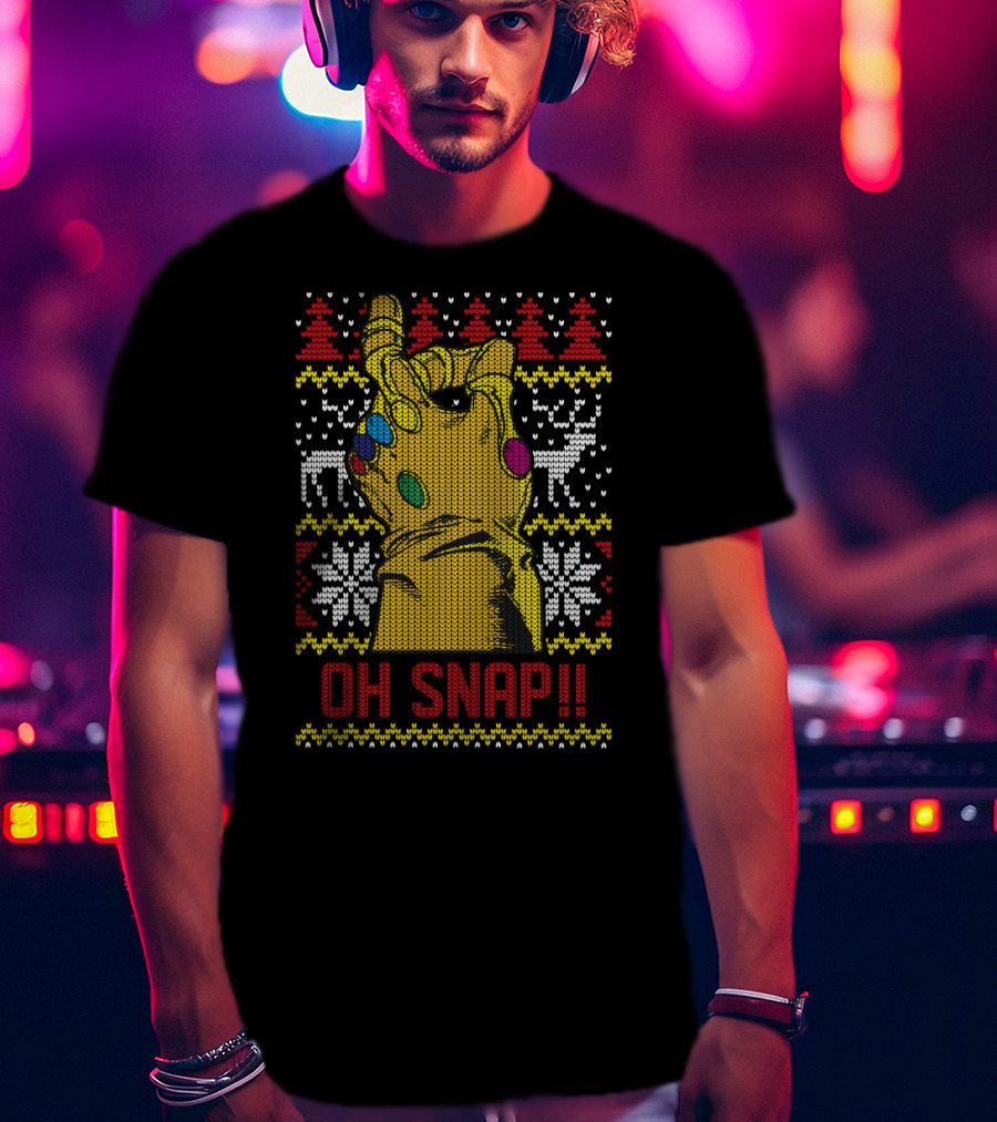 Marvel Thanos Infinity Gauntlet Oh Snap Ugly Christmas T-Shirt
