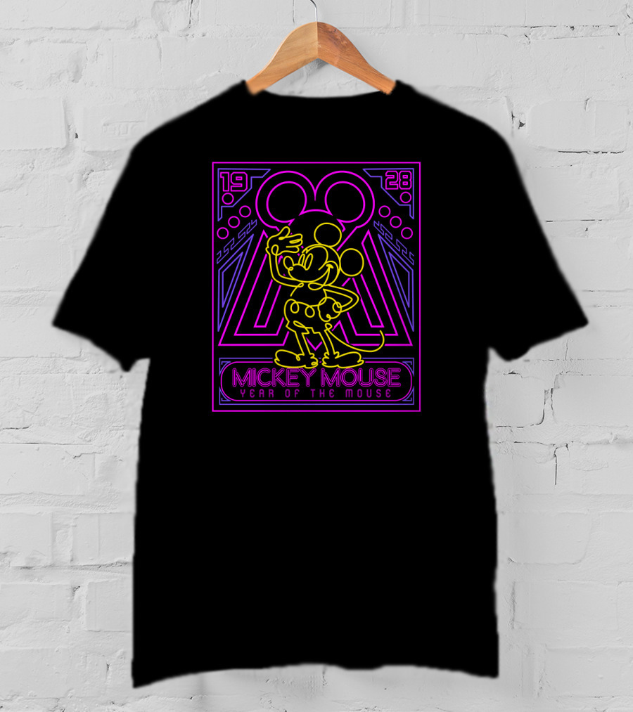 Mickey Mouse Neon 1928 Year Of The Mouse T-Shirt