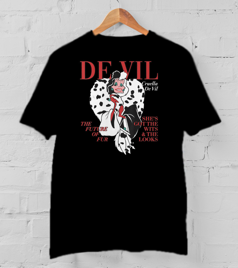 Cruella De Vil Magazine Cover The Future Of Fur She's Got The Wits And Looks Disney Villains T-Shirt