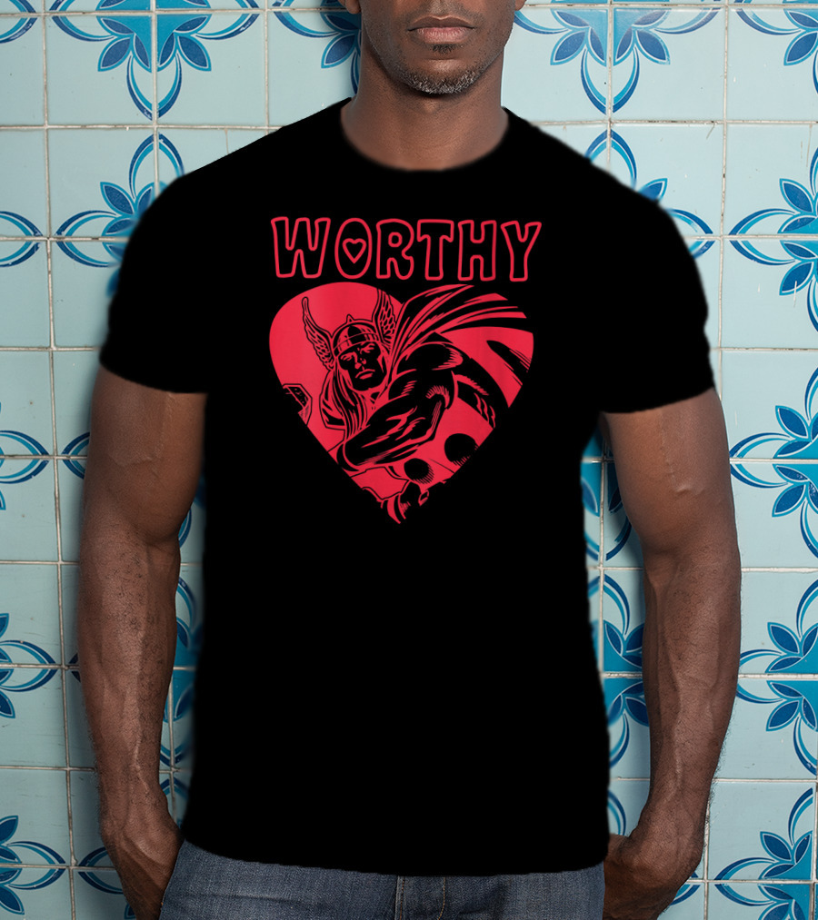 Marvel Valentine's Day Thor Avengers Worthy Heart T-Shirt