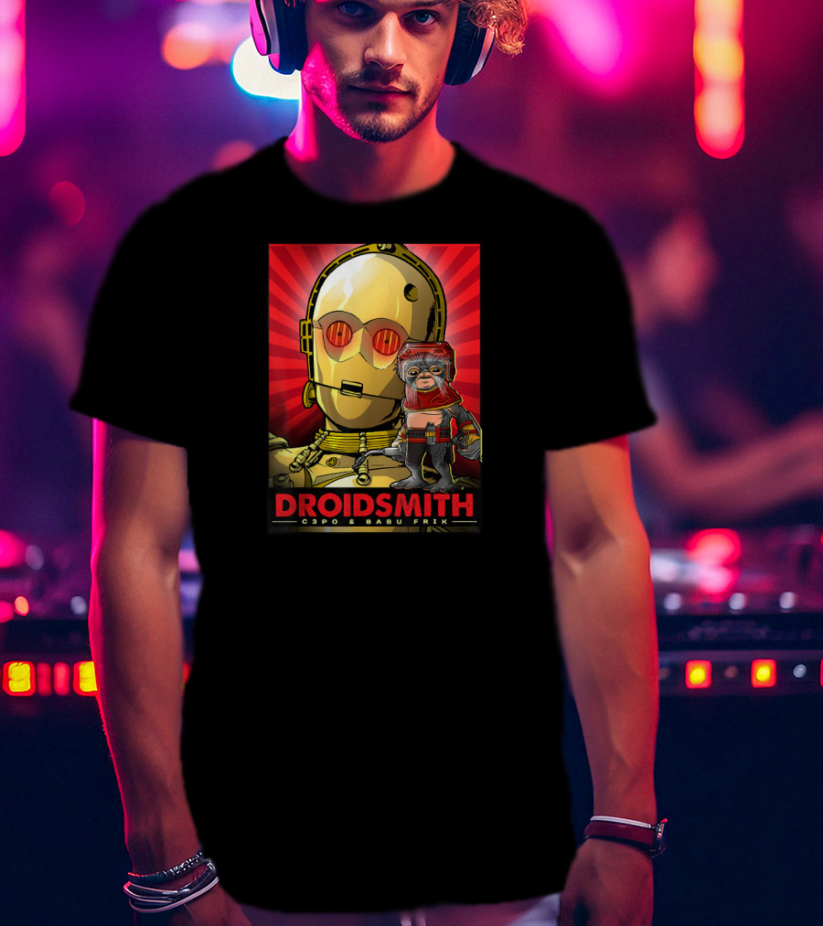 Droidsmith C-3PO And Babu Frik Star Wars The Rise Of Skywalker Red T-Shirt