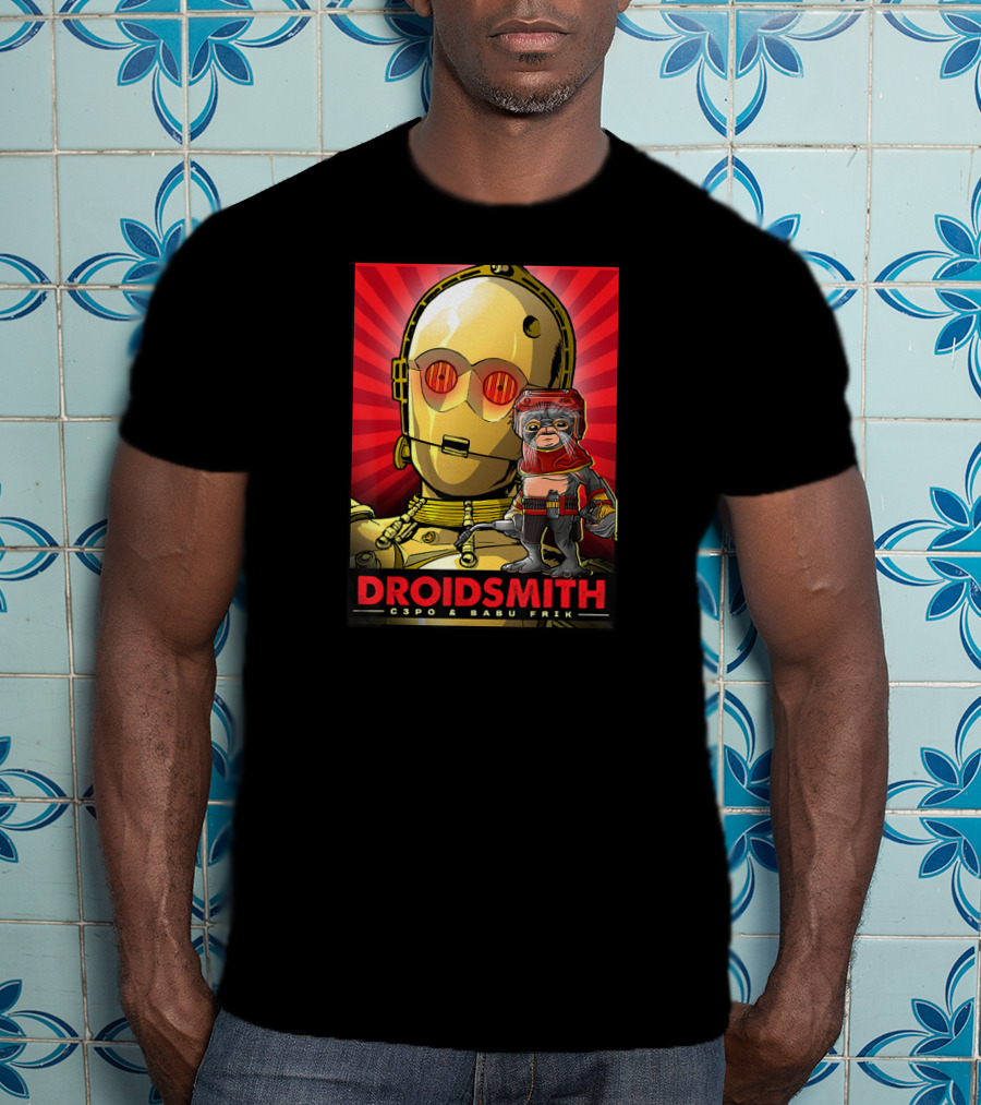 Droidsmith C-3PO And Babu Frik Star Wars The Rise Of Skywalker Red T-Shirt