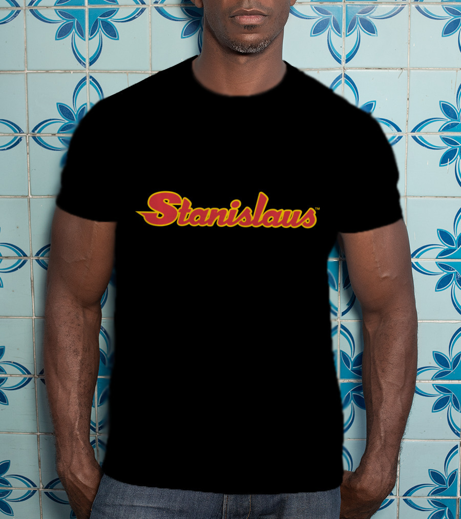 NCAA Cal State University Stanislaus Red And Yellow T-Shirt