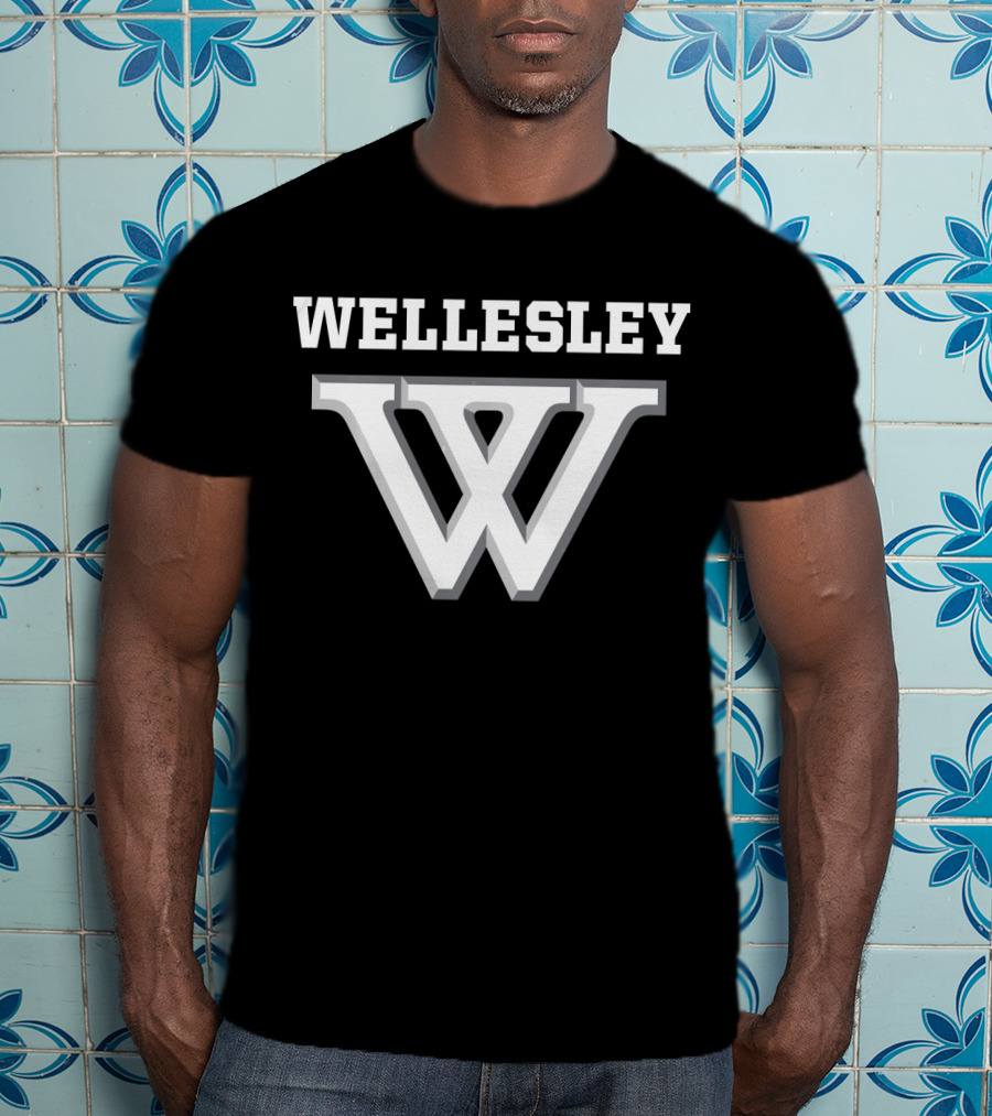 Wellesley College NCAA Bold Lettering And Iconic W T-Shirt