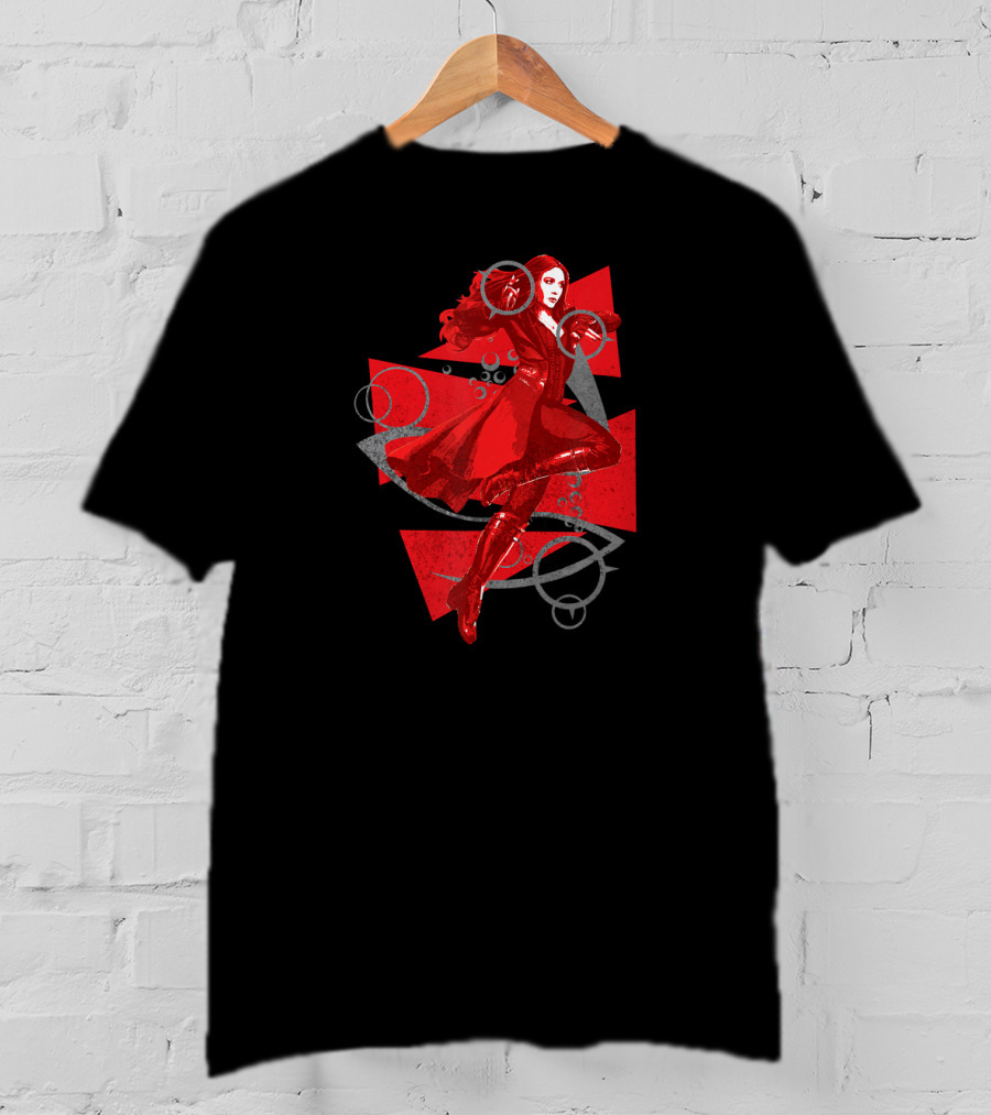 Marvel Scarlet Witch Wanda Maximoff Red Costume Action Pose T-Shirt
