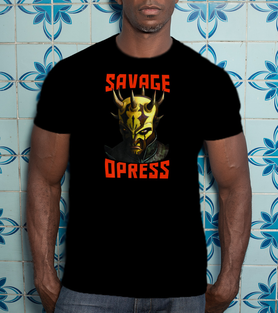 Star Wars The Clone Wars Savage Opress Big Face Text T-Shirt