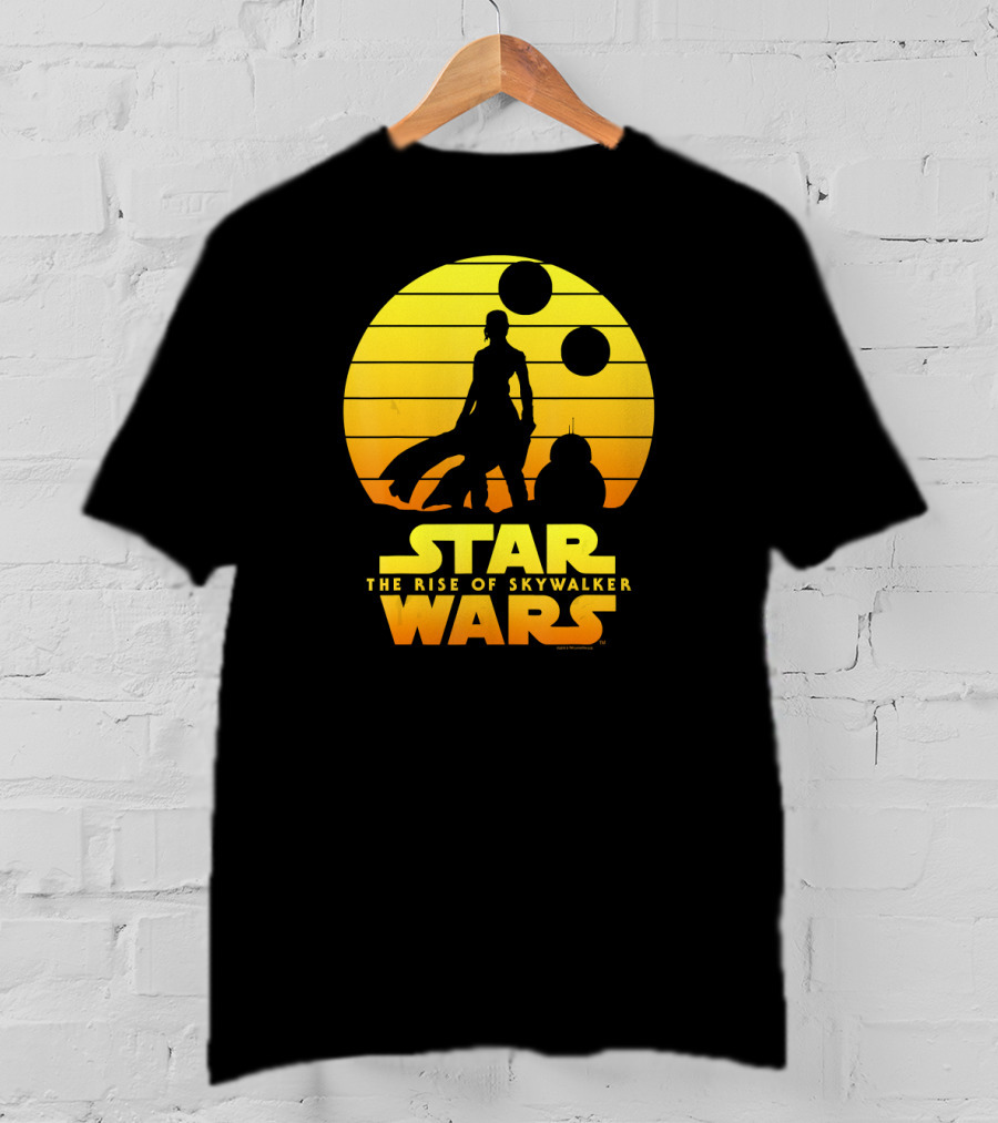 Star Wars The Rise Of Skywalker Rey BB Silhouette Sunset Scene T-Shirt
