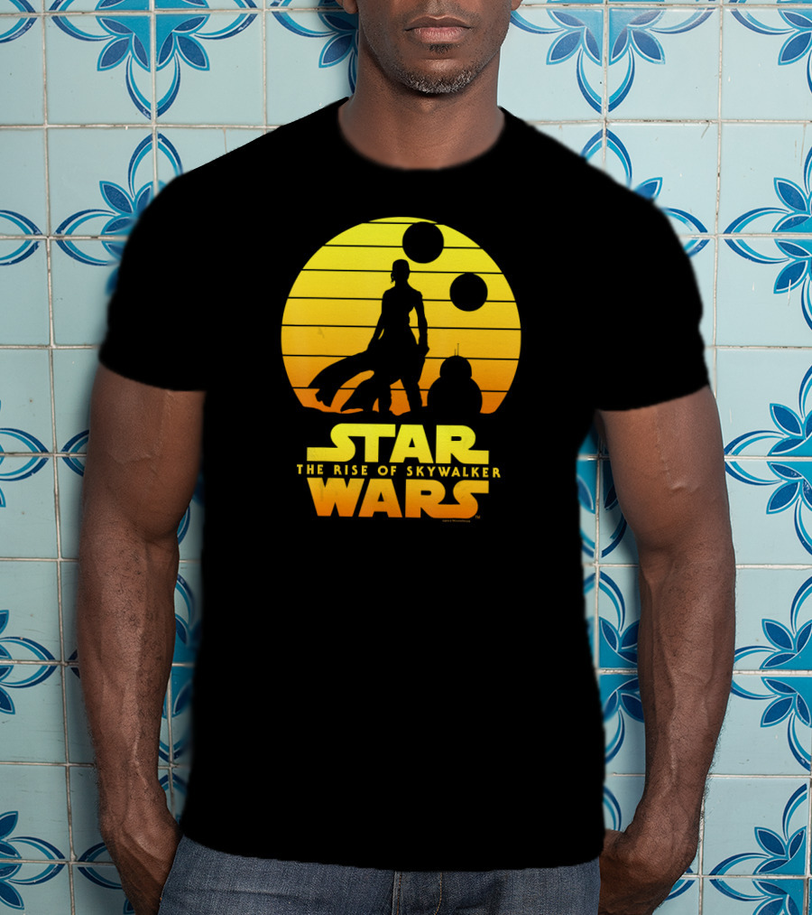 Star Wars The Rise Of Skywalker Rey BB Silhouette Sunset Scene T-Shirt