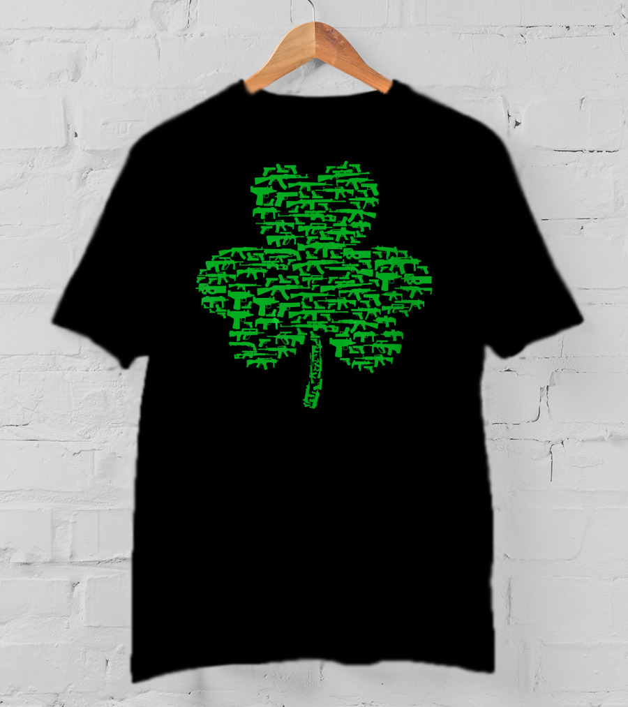 St Patrick's Day Clover Made Of Guns T-Shirt