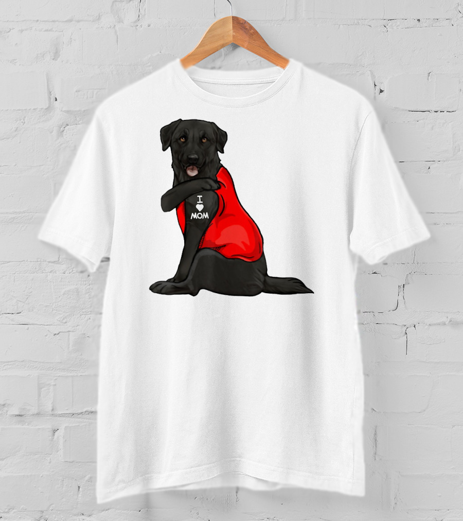 I Love Mom Funny Labrador Retriever Dog Tattoo Red T-Shirt