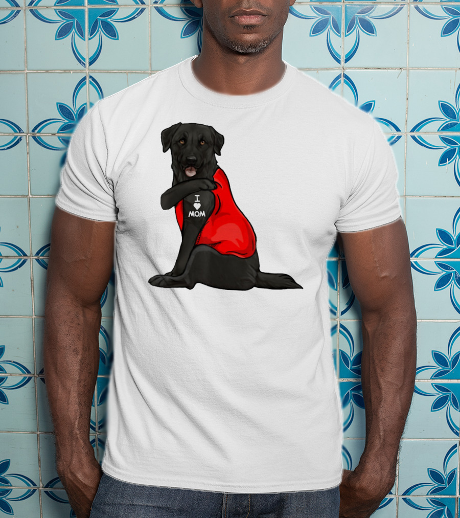 I Love Mom Funny Labrador Retriever Dog Tattoo Red T-Shirt