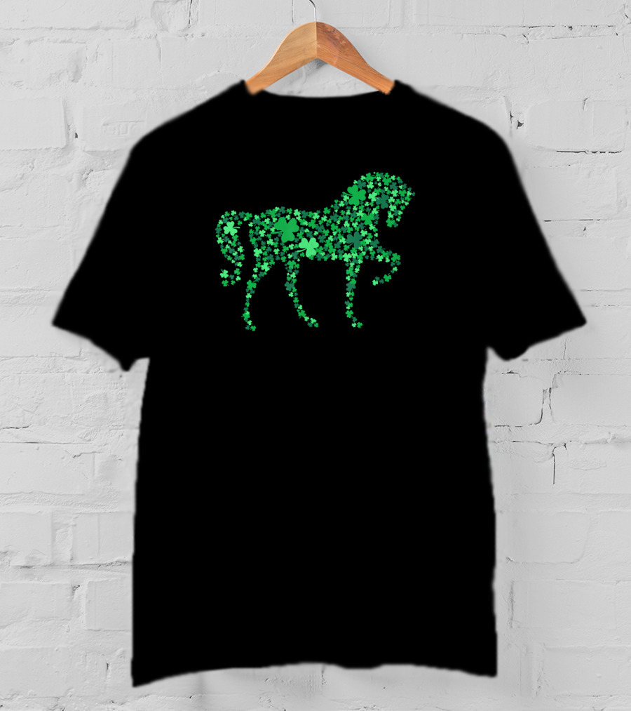 Horse Shamrocks Three Clover St Patrick Day T-Shirt