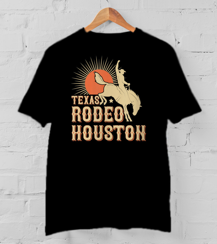 Texas Rodeo Houston Western Cowboy Sunburst Rider T-Shirt