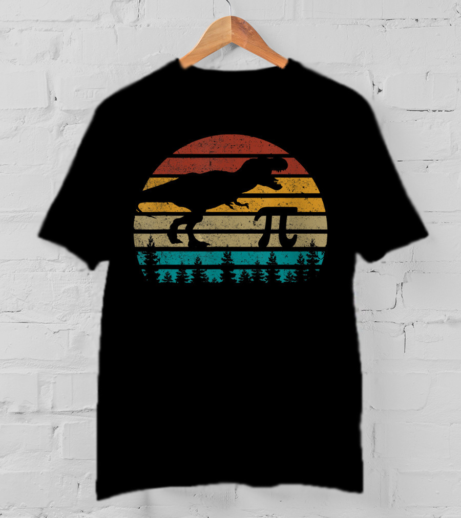Pi Dinosaur Vintage Retro Funny Pi Day Math T-Shirt