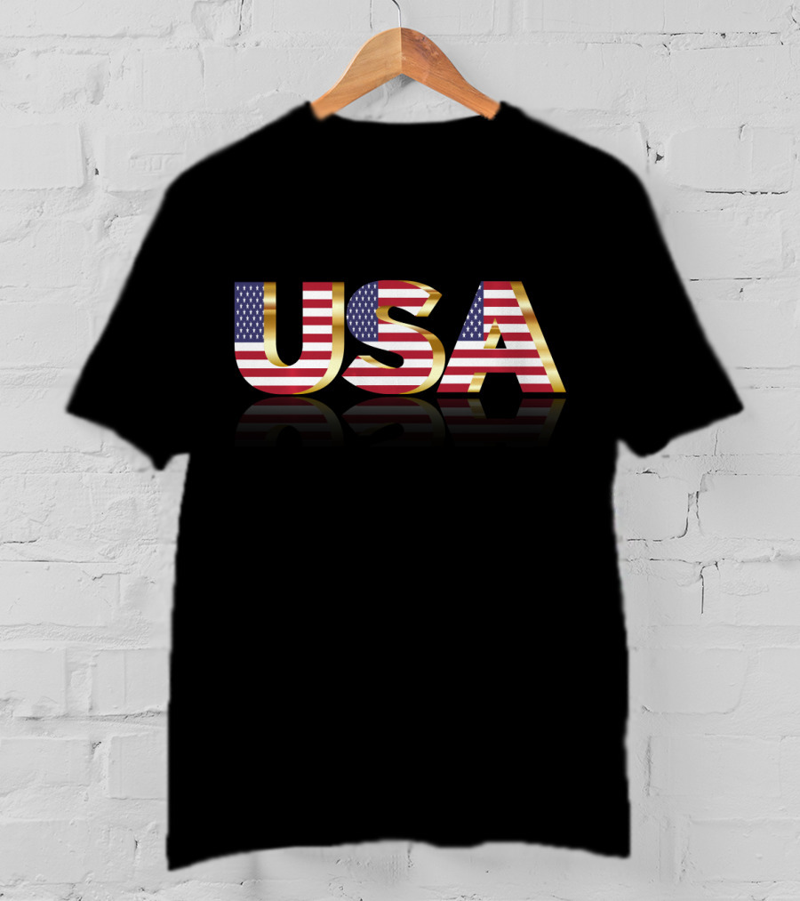 USA America Flag Patriotic Text T-Shirt