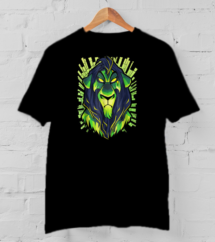 Disney Lion King Evil Scar Geometric Green And Black T-Shirt