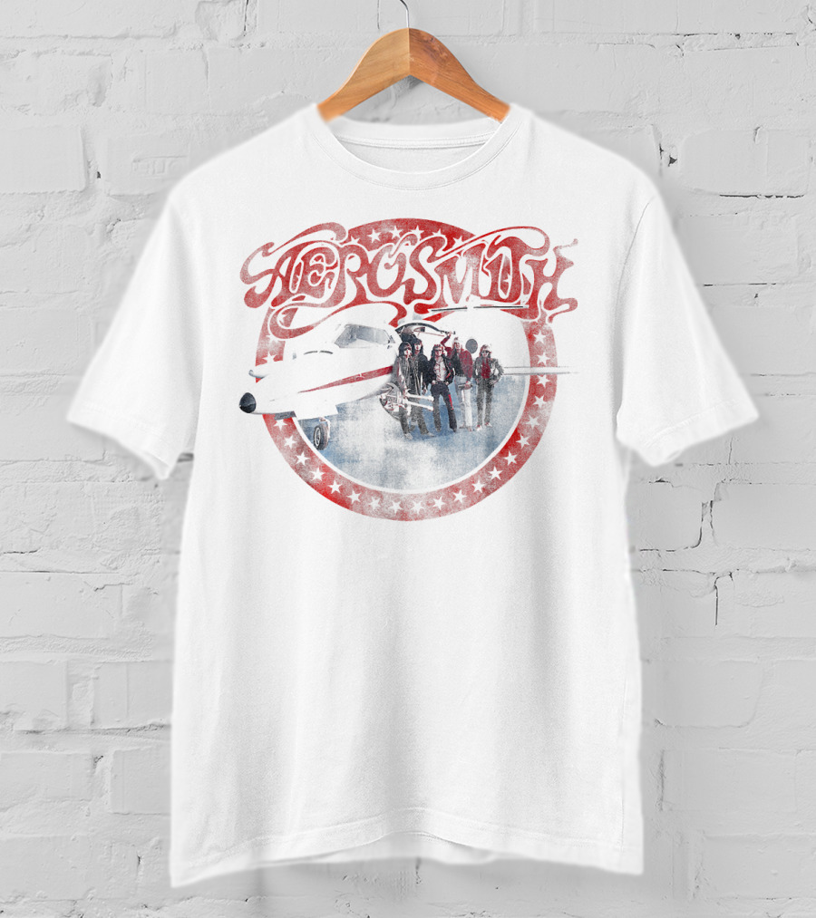 Aerosmith AEROplane Retro Star Circle With Band And Jet T-Shirt