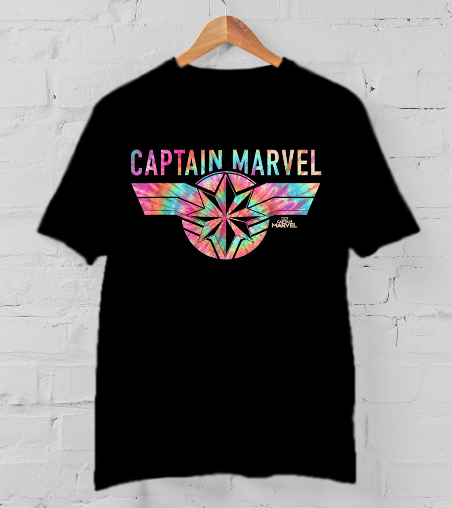 Captain Marvel Logo Tie Dye Colors Star Emblem T-Shirt
