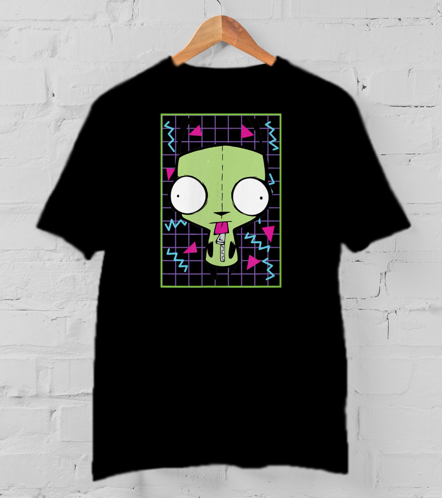 Invader Zim Gir 90s Retro Geometric Neon Grid T-Shirt