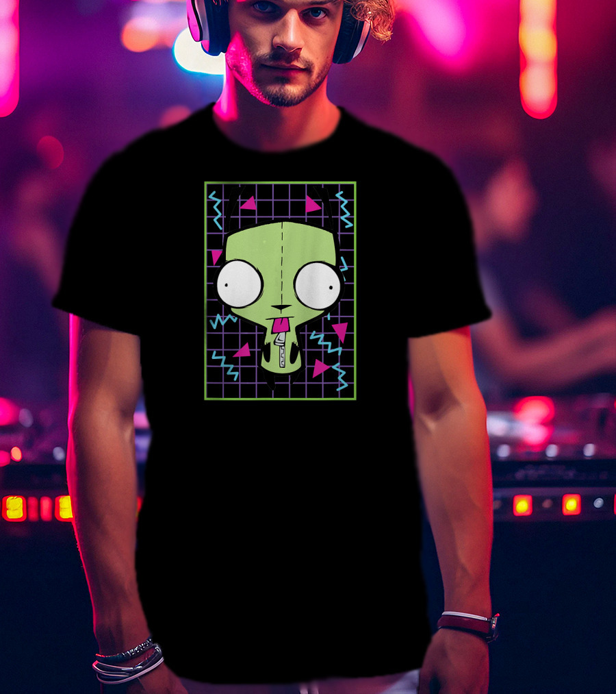 Invader Zim Gir 90s Retro Geometric Neon Grid T-Shirt
