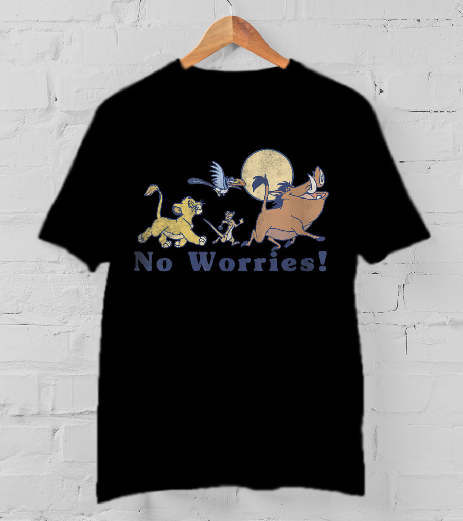 Disney Lion King No Worries Vintage Simba Timon Pumbaa Zazu Moon T-Shirt