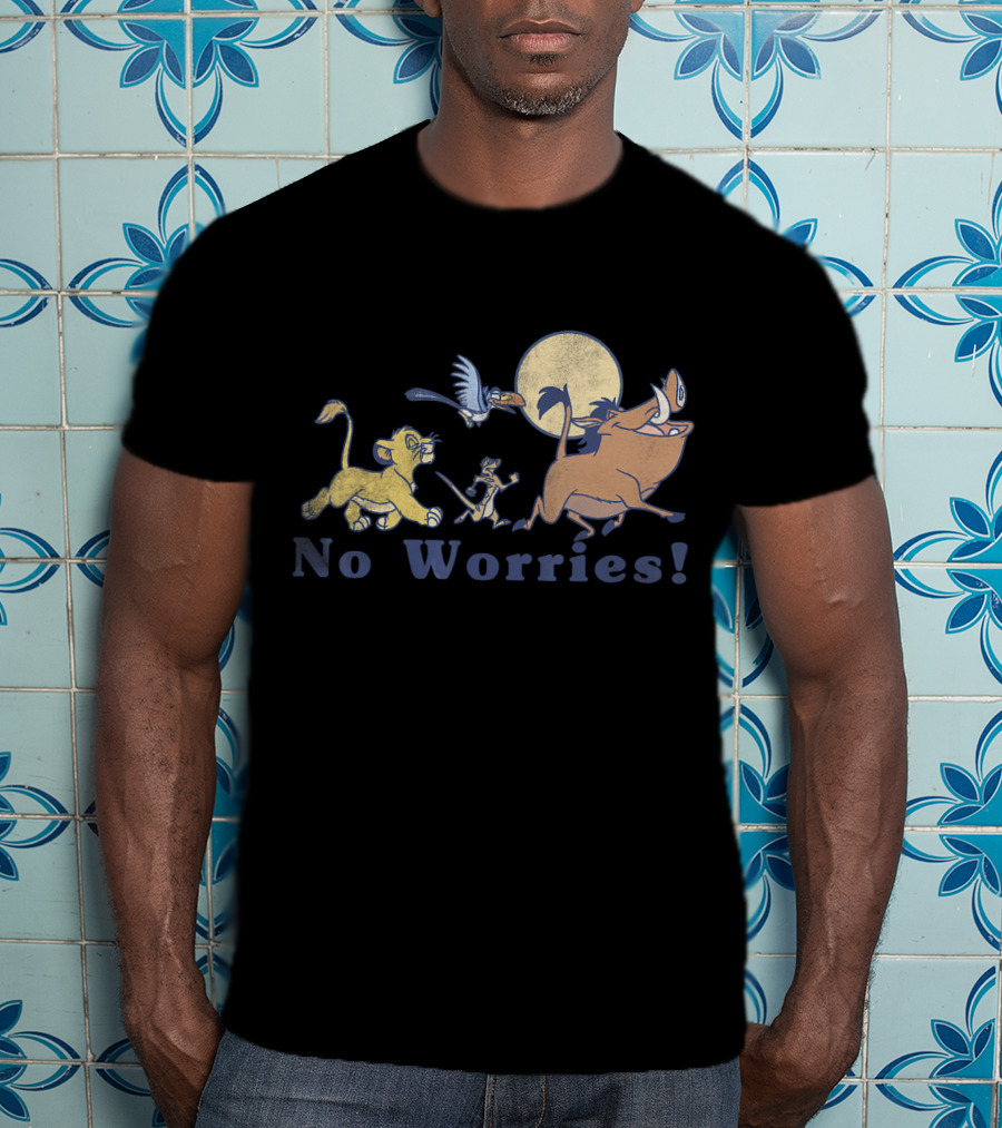 Disney Lion King No Worries Vintage Simba Timon Pumbaa Zazu Moon T-Shirt