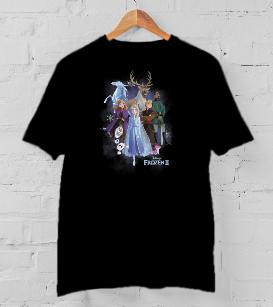 Disney Frozen 2 Main Characters Group Shot With Elsa Anna Olaf Kristoff Sven And Nokk T-Shirt