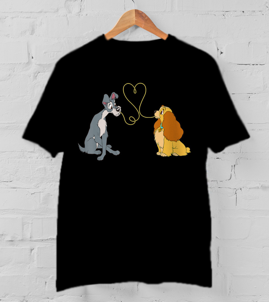 Disney Lady And The Tramp Bella Notte Spaghetti Heart Scene T-Shirt