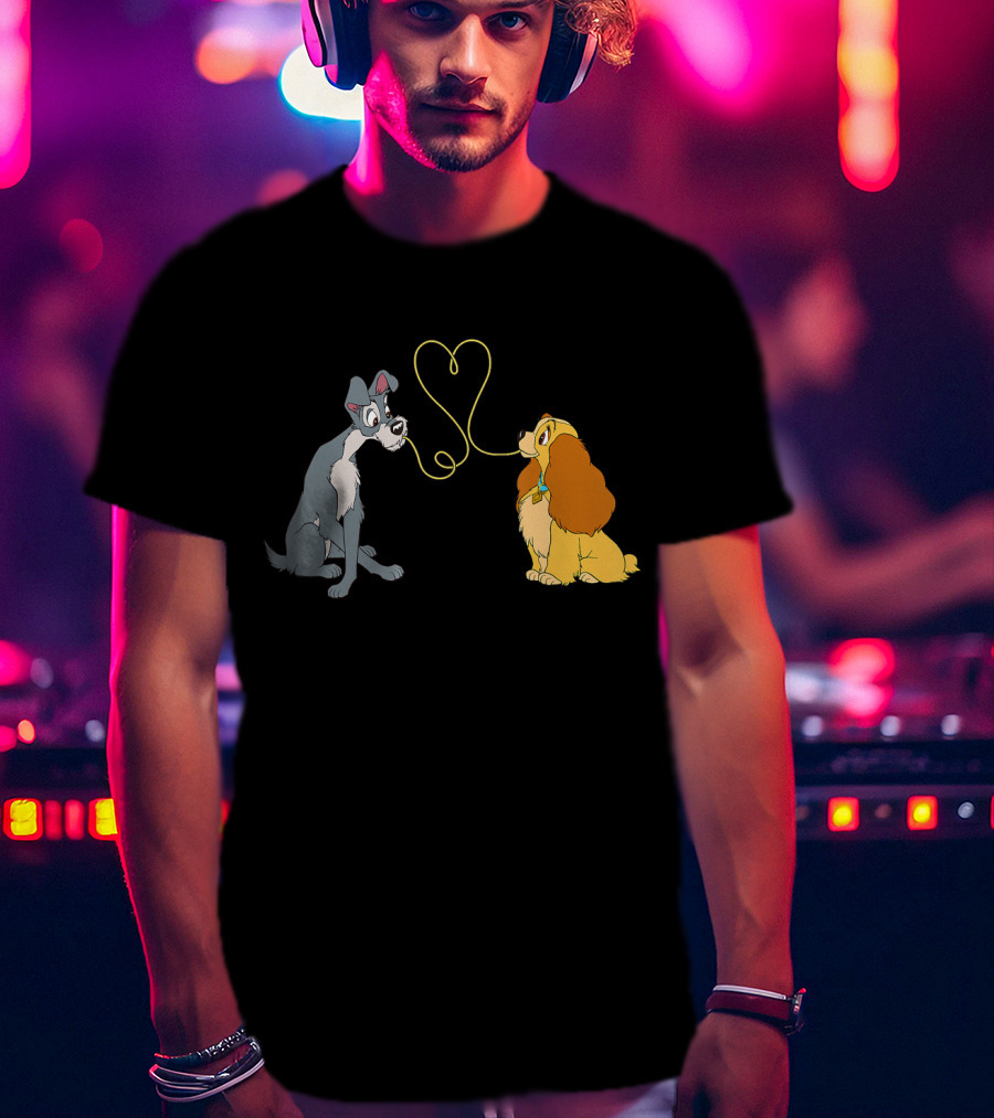 Disney Lady And The Tramp Bella Notte Spaghetti Heart Scene T-Shirt