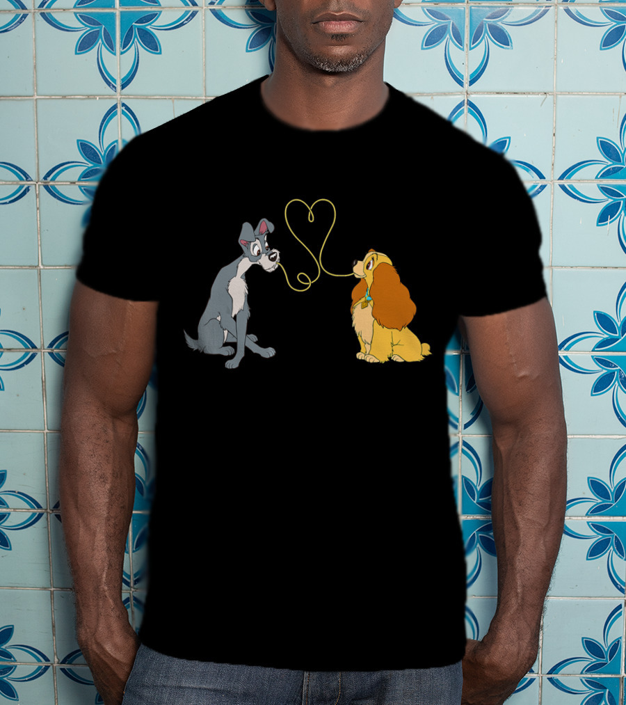 Disney Lady And The Tramp Bella Notte Spaghetti Heart Scene T-Shirt
