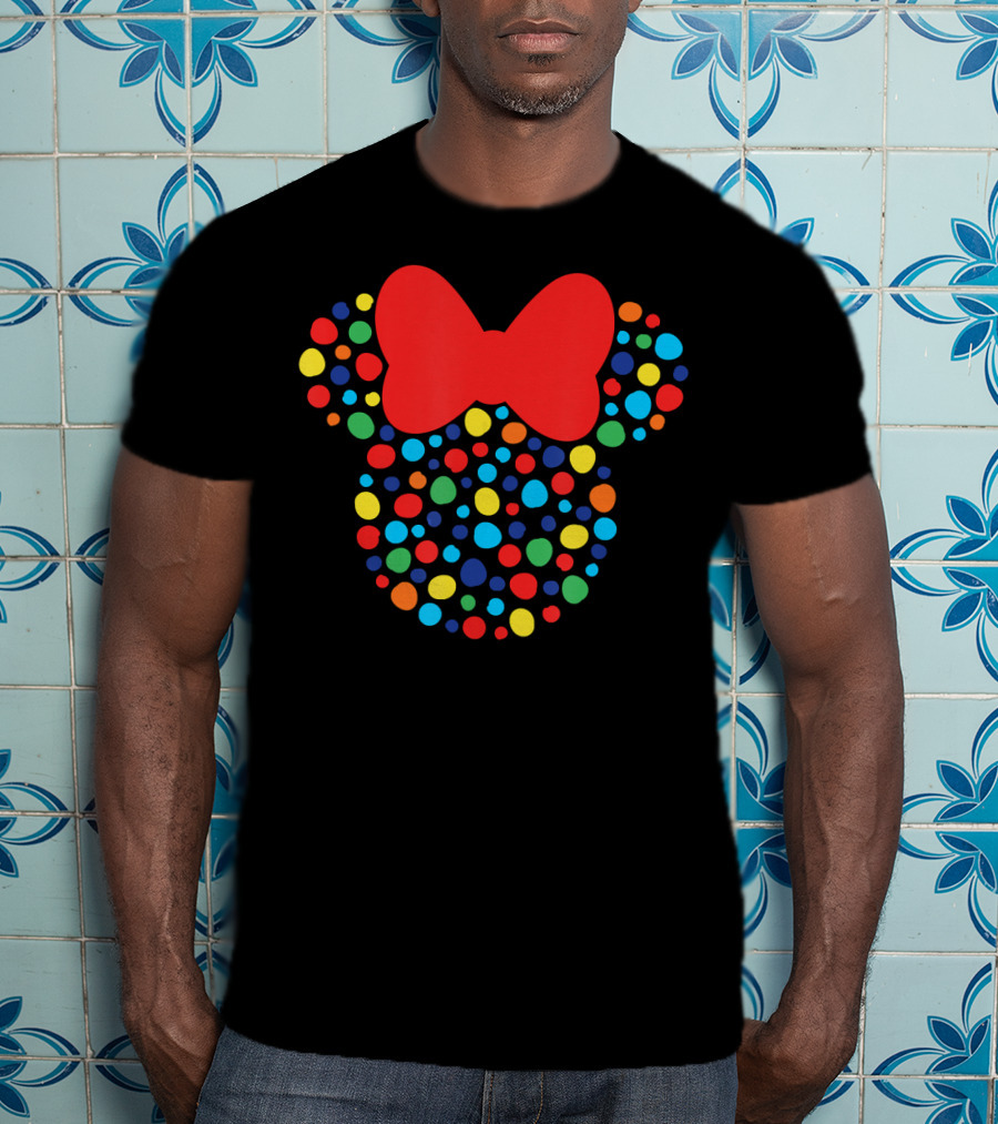Disney Minnie Mouse Polka Dot Rainbow Bow T-Shirt