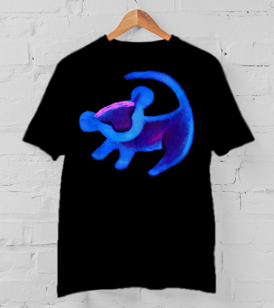 Disney Lion King Simba Neon Blue Cave Painting Hue T-Shirt